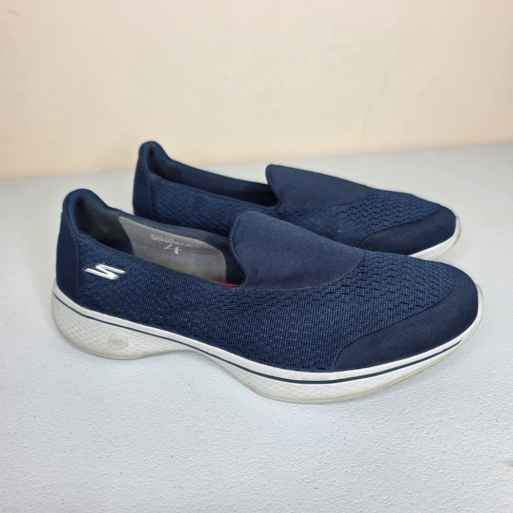 Skechers GoWalk 4 Walking Shoes Women 10 Navy Blue Mesh Slip On 14148 Casual